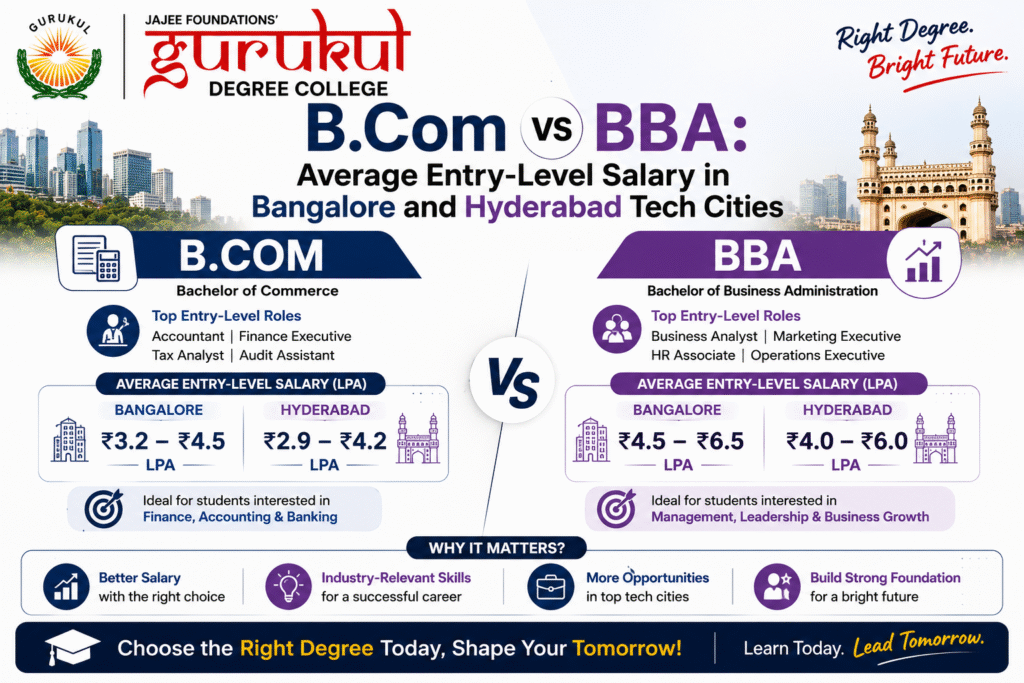B.Com vs BBA: Average Entry-Level Salary in Bangalore and Hyderabad Tech Cities